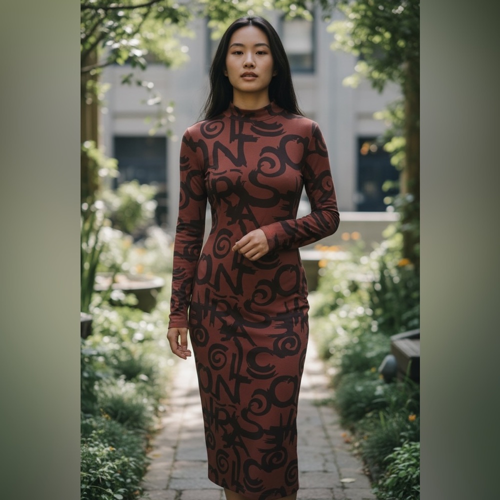 Graphic Long Sleeve Dress